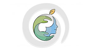 Forming a circular shape around a blue human profile creating a semblance