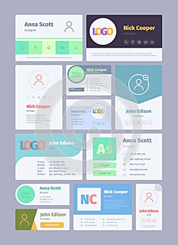 Forms for email signature. Business card for email authors emailer designs web ui garish vector template