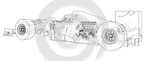 Formula 1. Abstract drawing. Wire-frame. EPS10 format. Vector created of 3d.