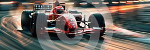 Formula 1 car racing on the circuit track while driving at high speed AIG44
