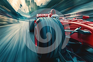 Formula 1 car racing on the circuit track while driving at high speed AIG44