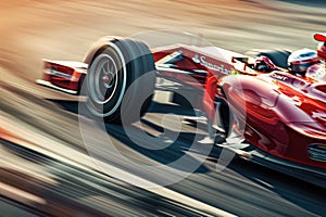 Formula 1 car racing on the circuit track while driving at high speed AIG44