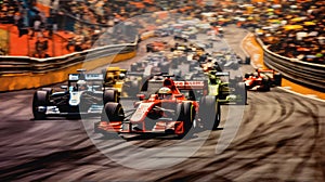 Formula 1 Cars in Full Throttle on the Race Track, Speed Symphony