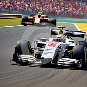 Formula 1 Cars in Full Throttle on the Race Track, Speed Symphony