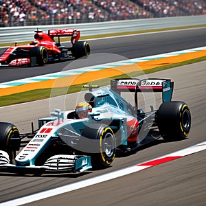 Formula 1 Cars in Full Throttle on the Race Track, Speed Symphony