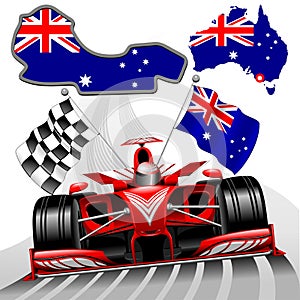 Formula 1 GP Australia Red Racing Car Vector Illustration
