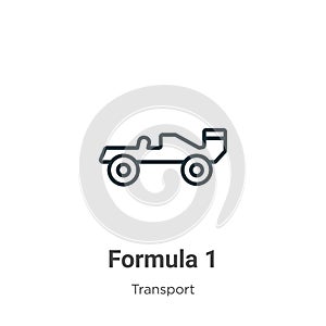 Formula 1 outline vector icon. Thin line black formula 1 icon, flat vector simple element illustration from editable transport