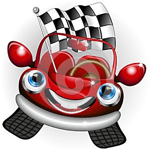 Formula 1 Racing Car Cute Happy Cartoon Character