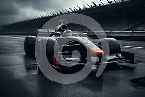 Formula 1 racing car on race track.