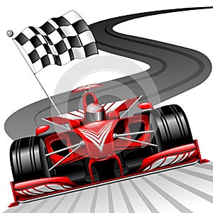 Formula 1 Red Race Running on Gran Prix Circuit for World Championship vector illustration