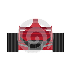 Formula 1 red racing car back view vector icon. Championship one motorsport extreme f1 vehicle drive