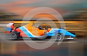 Formula 4.0 race car racing at high speed