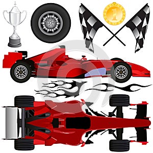 Formula car and objects vector