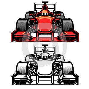 Formula car race front side view