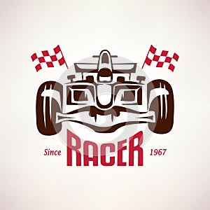 Formula 1 emblem, race bolide