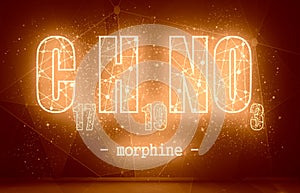 Formula of Morphine. Concept of medicine and pharmacy