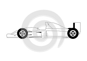 Formula one car line art vector illustration