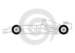 Formula one car line art vector illustration