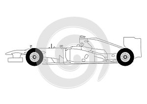 Formula one car line art vector illustration