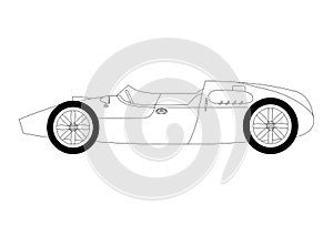 Formula one car line art vector illustration