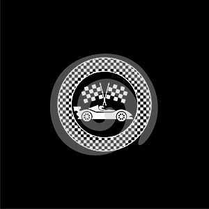 Formula one circle icon isolated on dark background
