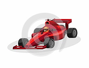 Formula one driver and racing car with halo aka head guard in red color. race sport competition concept cartoon illustration vecto