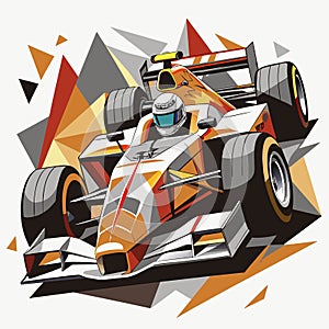 Formula One f1. Abstract vector f 1 bolide racecar on speedway. photo