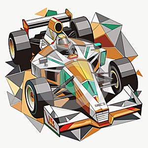 Formula One f1. Abstract vector f 1 bolide racecar on speedway. photo