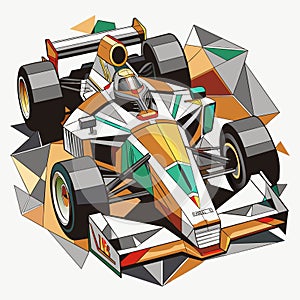 Formula One f1. Abstract vector f 1 bolide racecar on speedway.