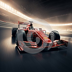 Formula One fever Race car speeds on the gripping track