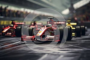 Formula one racing car at race track. Generative AI