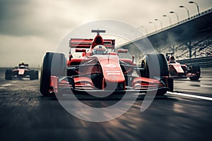 Formula one racing car at race track. Generative AI