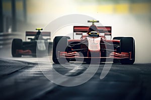 Formula one racing car at race track. Generative AI