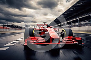 Formula one racing car at race track. Generative AI