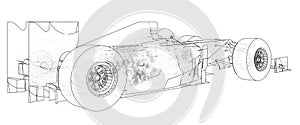 Formula race car. Abstract drawing. Tracing illustration of 3d