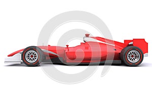 Formula race red car. Side view