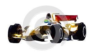 Formula racing car, geometric illustration