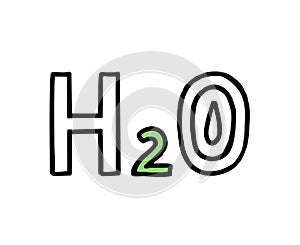 Formula water H2O. Co2 concept of climate change. Recycling. Vector isolated doodle