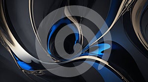 Formulate an image that captures the essence of beauty through the simplicity of black and blue abstract elements.