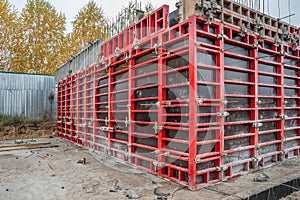 Formwork panels connected by clamps