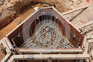 Formwork and Steel rebar Reinforcement of building foundation work