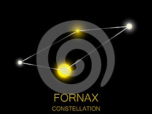 Fornax constellation. Bright yellow stars in the night sky. A cluster of stars in deep space, the universe. Vector illustration