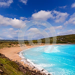Fornells in Menorca Cala Tirant beach at Balearic Islands