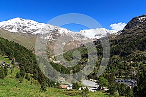 Forni glacier and mountain Palon de la Mare panorama in Ortler Alps
