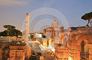 Foro Traiano Trajan Forum Roman ruin night cityscape Rome Italy