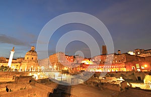 Foro Traiano Trajan Forum Roman ruin night cityscape Rome Italy