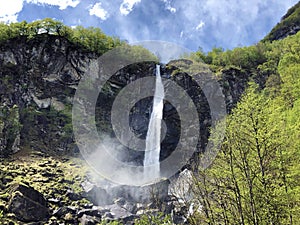 Foroglio Waterfall or Cascata di Foroglio The Bavona Valley or Valle Bavona, Val Bavona or Das Bavonatal