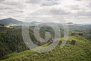 Forrest  cloud day green trees hill enjoy view travel in czech republic during summer holidays sky