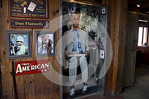 Forrest Gump elevator door in restaurant.