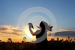 Autoportrait of a dancing witch with skull